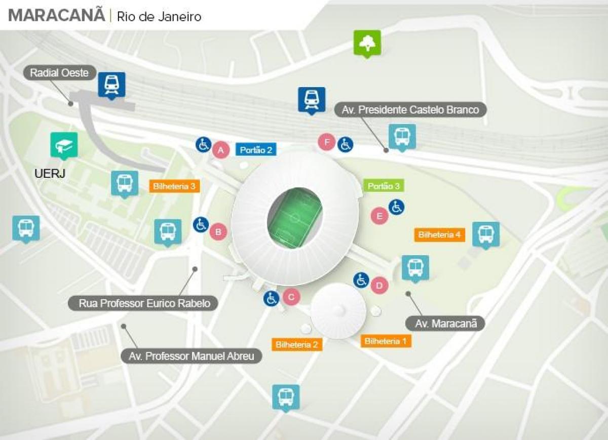 Carte stade Maracanã accès