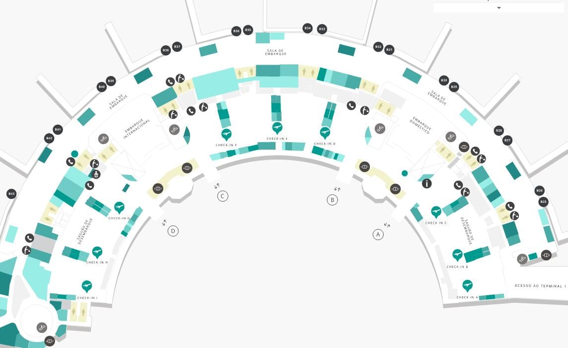 Carte aéroport Galeão Terminal 2 Niveau 3