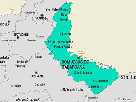 Carte municipalité Bom Jesus do Itabapoana
