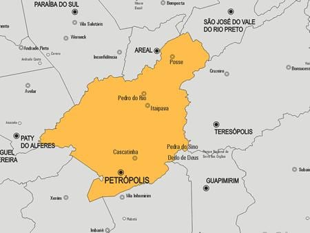 Carte municipalité Petrópolis