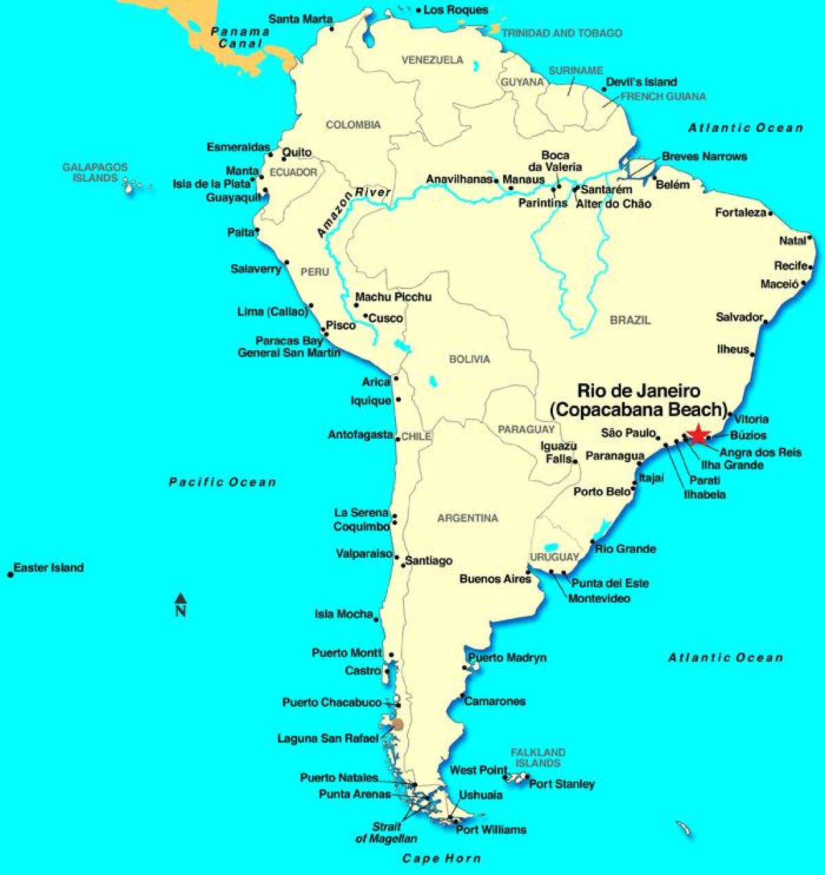 Carte Rio de Janeiro en Amérique du Sud
