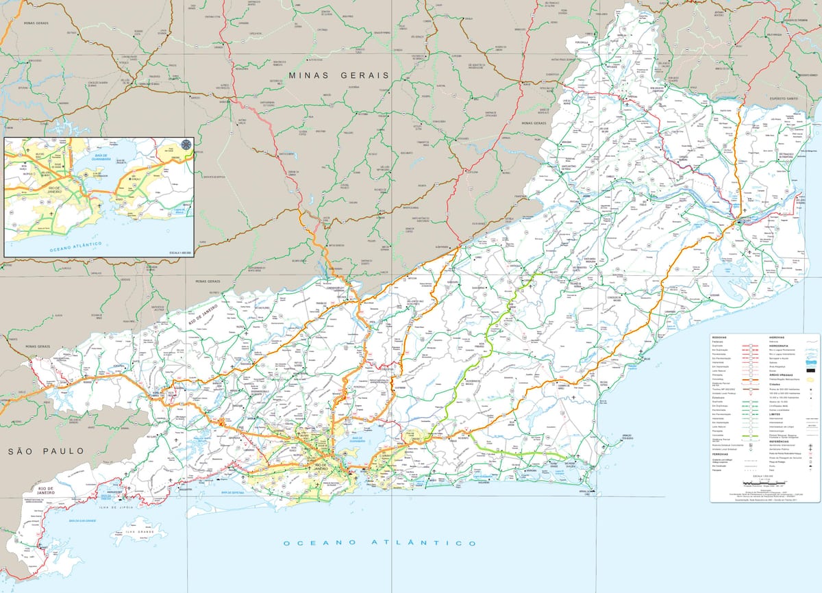 Carte routes état de Rio de Janeiro