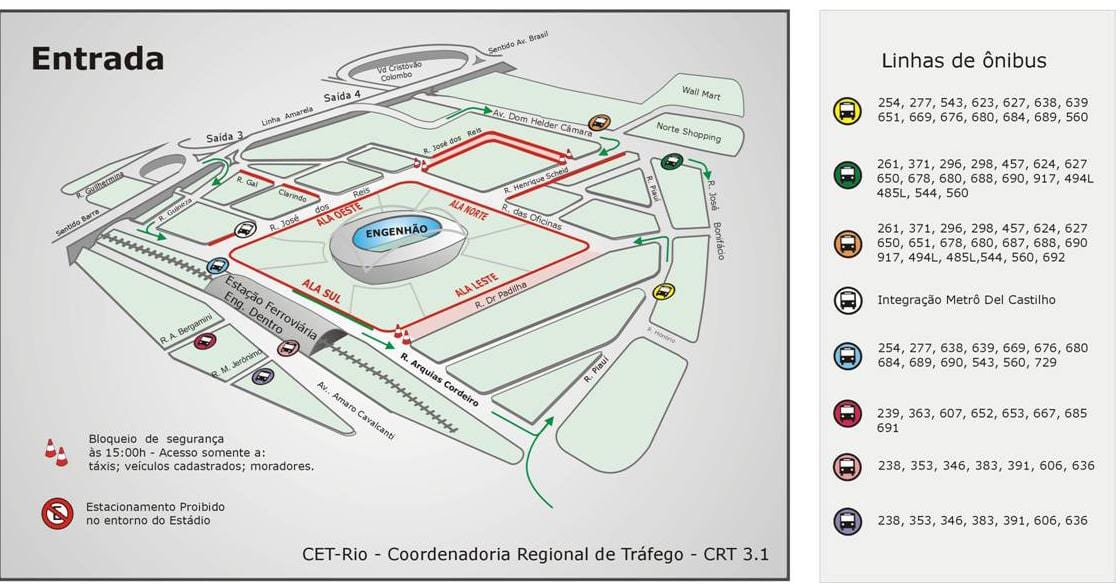 Carte stade Engenhão transports