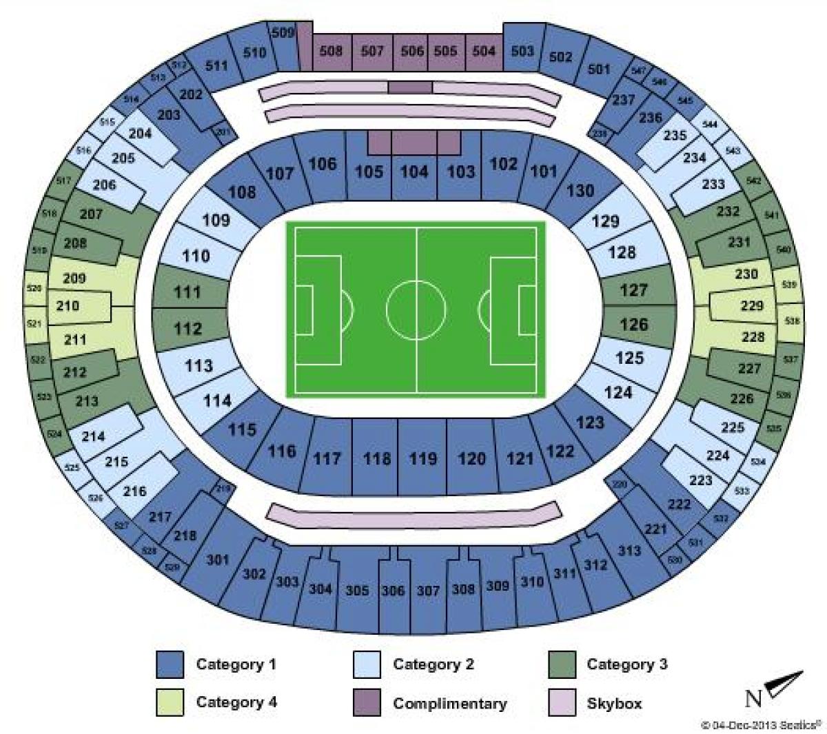 Carte stade Maracanã sièges