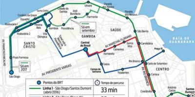 Carte du VLT Rio de Janeiro - Ligne 1
