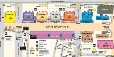 Carte Sambodrome de Rio de Janeiro