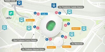 Carte stade Maracanã accès